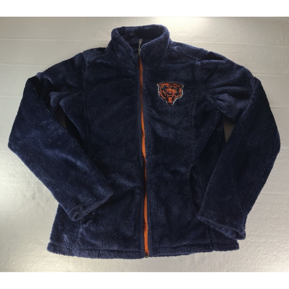 NFL Officially licensed Chicago Bears Fleece jacket Womens Medium Slim Navy‎